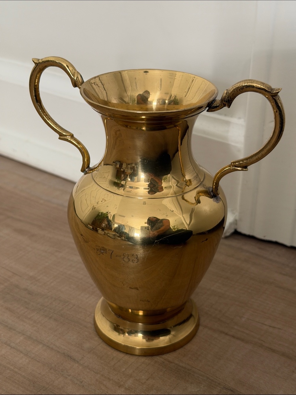 Polished Gold Two-Handled Decorative Vase